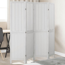 Berkfield Room Divider 4 Panels White Solid Wood Paulownia
