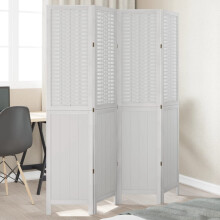 Berkfield Room Divider 4 Panels White Solid Wood Paulownia