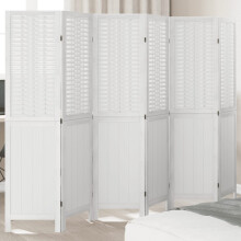 Berkfield Room Divider 6 Panels White Solid Wood Paulownia
