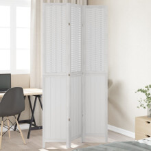Berkfield Room Divider 3 Panels White Solid Wood Paulownia