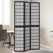 Berkfield Room Divider 3 Panels Black Solid Wood Paulownia