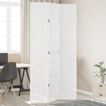 Berkfield Room Divider 3 Panels White Solid Wood Paulownia