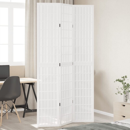 Berkfield Room Divider 3 Panels White Solid Wood Paulownia