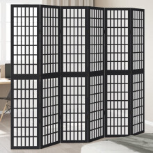 Berkfield Room Divider 6 Panels Black Solid Wood Paulownia