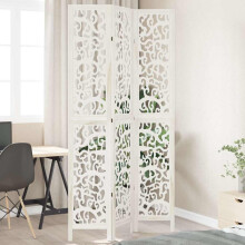 Berkfield Room Divider 3 Panels White Solid Wood Paulownia