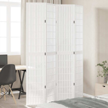 Berkfield Room Divider 4 Panels White Solid Wood Paulownia