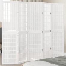 Berkfield Room Divider 5 Panels White Solid Wood Paulownia