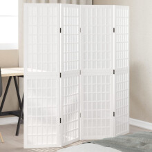 Berkfield Room Divider 4 Panels White Solid Wood Paulownia