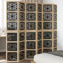 Berkfield Room Divider 6 Panels Brown and Black Solid Wood Paulownia