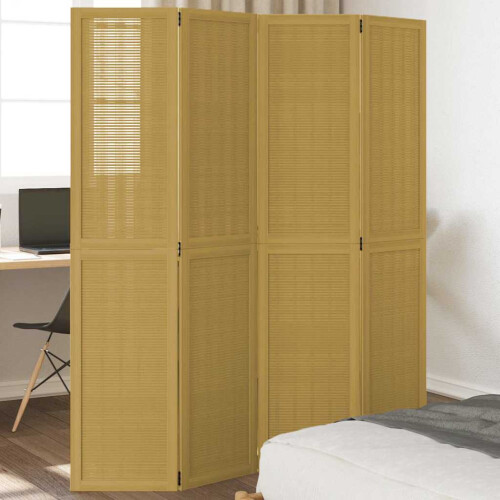 Berkfield Room Divider 4 Panels Brown Solid Wood Paulownia