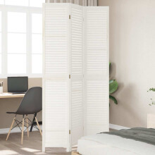 Berkfield Room Divider†3 Panels White Solid Wood Paulownia