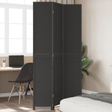 Berkfield Room Divider†3 Panels Black Solid Wood Paulownia