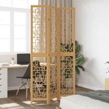 Berkfield Room Divider 3 Panels Brown Solid Wood Paulownia