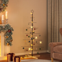 Berkfield Metal Christmas Tree with Wooden Base Black 150 cm