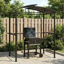 Berkfield BBQ Gazebo with Side Shelves Anthracite 210x114x230 cm Steel