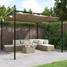 Berkfield Pergola with Retractable Roof Taupe 295x292x230 cm