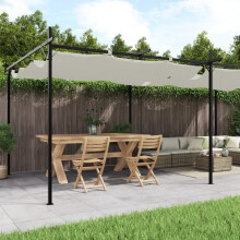 Berkfield Pergola with Retractable Roof Cream 589x292x230 cm