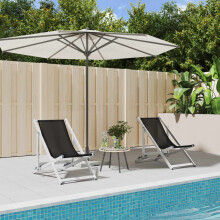Berkfield Folding Beach Chairs 2 pcs Black Aluminium and Textilene