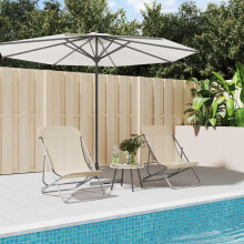 Berkfield Folding Beach Chairs 2 pcs Cream Textilene&Powder-coated Steel