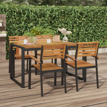 Berkfield Stackable Garden Chairs 4 pcs Solid Wood Acacia and Metal