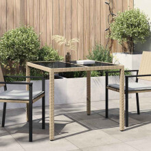 Berkfield Garden Table Beige 90 x 90 x 75 cm Poly Rattan