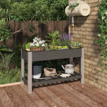 Berkfield Garden Raised Bed with Shelf Grey 120x50x75 cm WPC