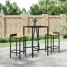 Berkfield Bar Table with Glass Top Black 70x70x110 cm Poly Rattan