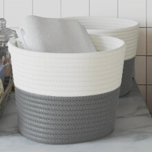 Berkfield Storage Baskets 2 pcs Grey and White ò24x18 cm Cotton