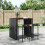 Berkfield Bar Stools 2 pcs Black Poly Rattan and Solid Wood Acacia 1