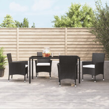 Berkfield Garden Chairs with Cushions 4 pcs Black Poly Rattan (UK/IE/FI/NO only)
