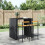 Berkfield Bar Stools 2 pcs Black Poly Rattan and Solid Wood Acacia 1