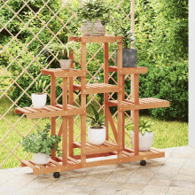 Berkfield Flower Stand with Wheels 110x25x101 cm Solid Wood Fir
