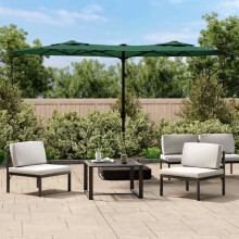 Berkfield Double-Head Garden Parasol with LEDs Green 316x145 cm