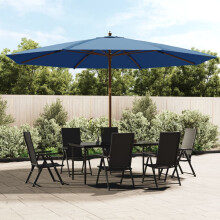 Berkfield Garden Parasol with Wooden Pole Azure Blue 400x273 cm