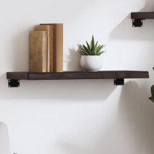 Berkfield Wall Shelf Dark Brown 60x20x4 cm Treated Solid Wood Oak