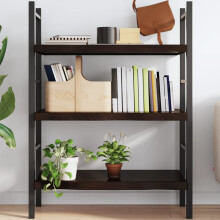 Berkfield Wall Shelf Dark Brown 80x60x(2-6) cm Treated Solid Wood Oak