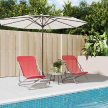 Berkfield Folding Beach Chairs 2 pcs Red Textilene&Powder-coated Steel