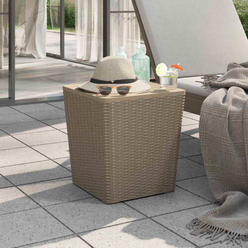 Berkfield Garden Table with Removable Lid Light Brown Polypropylene