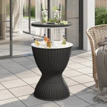 Berkfield 3-in-1 Ice Cooler Table Black Polypropylene