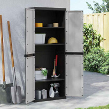 Berkfield Outdoor Storage Cabinet Grey and Black 65x37x165 cm PP