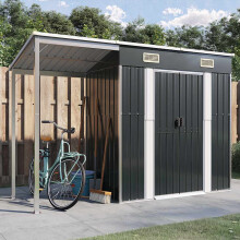 Berkfield Garden Shed with Extended Roof Anthracite 277x107x181 cm Steel