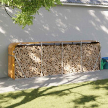 Berkfield Log Holder Wood Look 300x45x100 cm Galvanised Steel