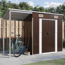 Berkfield Garden Shed with Extended Roof Brown 277x107x181 cm Steel
