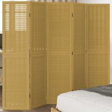 Berkfield Room Divider 5 Panels Brown Solid Wood Paulownia