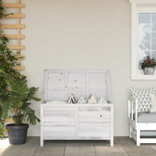 Berkfield Garden Storage Box White 99x49.5x58.5 cm Solid Wood Fir