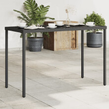 Berkfield Garden Table with Glass Top Black 115x54x74 cm Poly Rattan