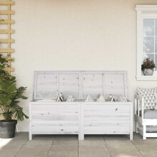 Berkfield Garden Storage Box White 150x50x56.5 cm Solid Wood Fir
