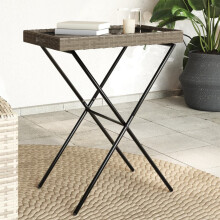 Berkfield Folding Tray Table Grey 65x40x75 cm Poly Rattan
