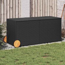 Berkfield Garden Storage Box with Wheels Black 283L Poly Rattan