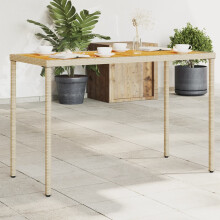 Berkfield Garden Table with Acacia Wood Top Beige 115x54x74 cm Poly Rattan